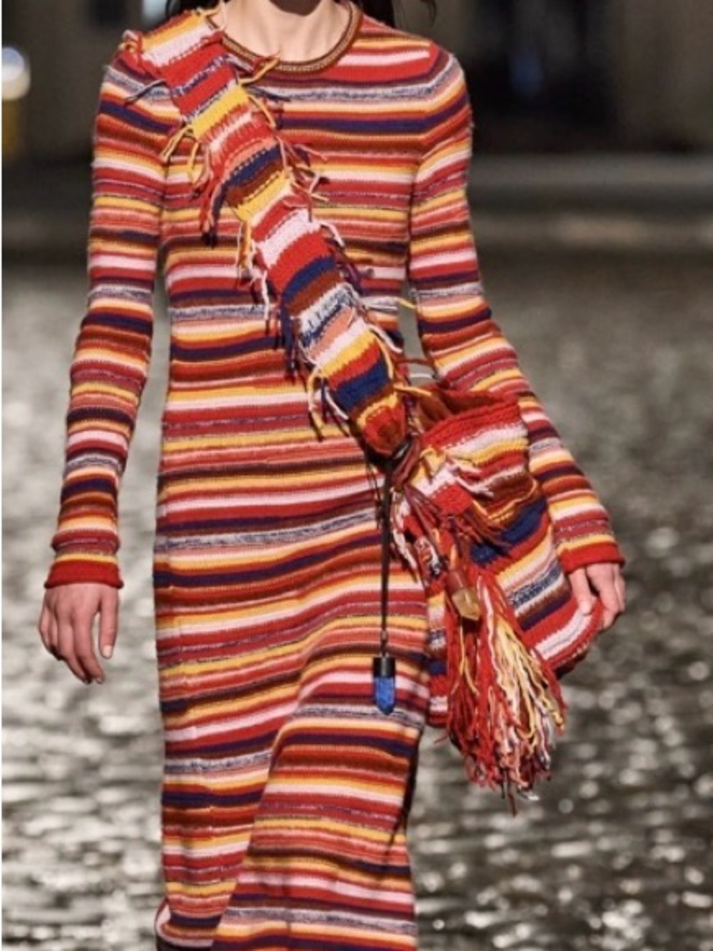 Chloe Multicolor Striped Cashmere Maxi Dress